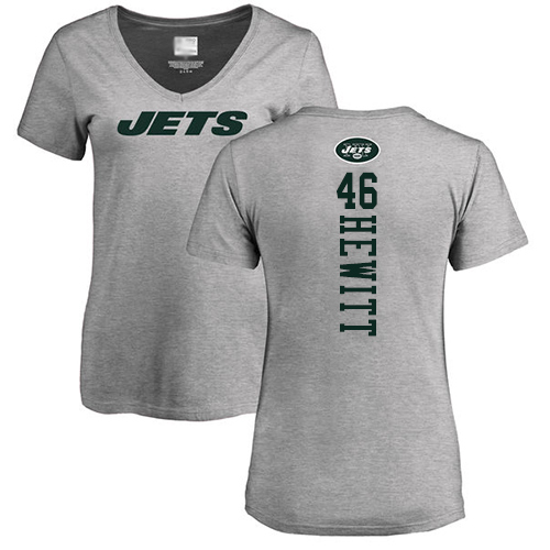 New York Jets Ash Women Neville Hewitt Backer NFL Football #46 T Shirt